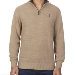U.S. Polo Assn. Men's Beige Zip-Up Sweater Size L